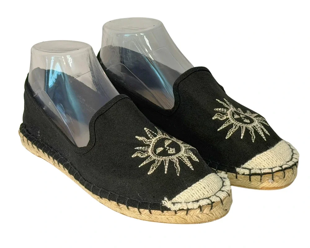 Coldwater Creek Walk With Me Sz 8 Canvas & Jute Espadrilles Sun Embroidery Boho